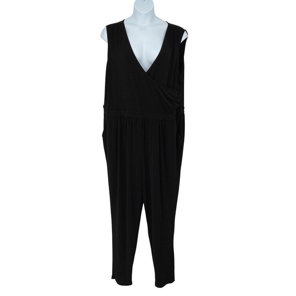 Torrid Jumpsuit Black Surplice V-Neck Sleeveless Pockets Size 4